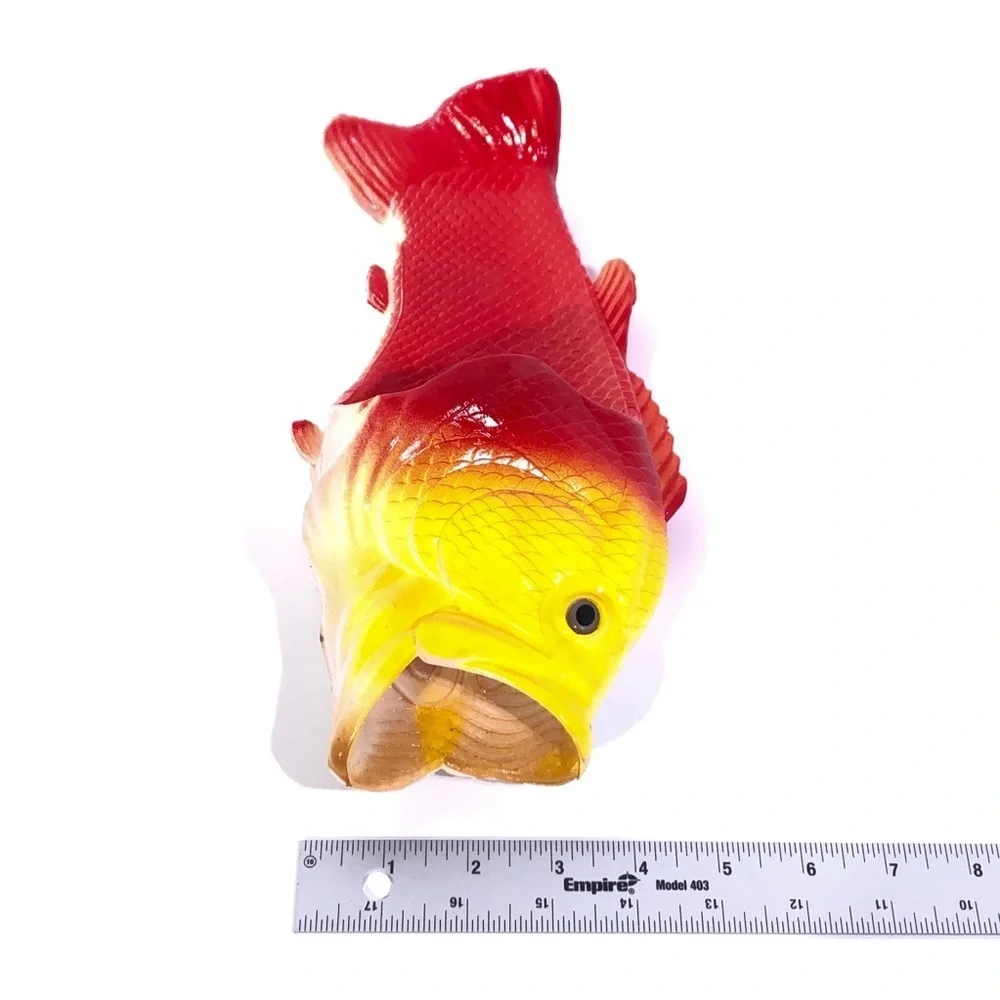 Yellow Res Bass Realistic Fish Shaped Unisex Summer Beach Sandals Shoes 42/43